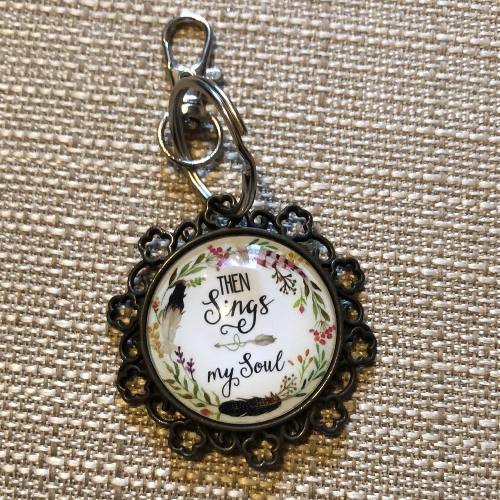 Floral Pendant Keychain Then sings my soul